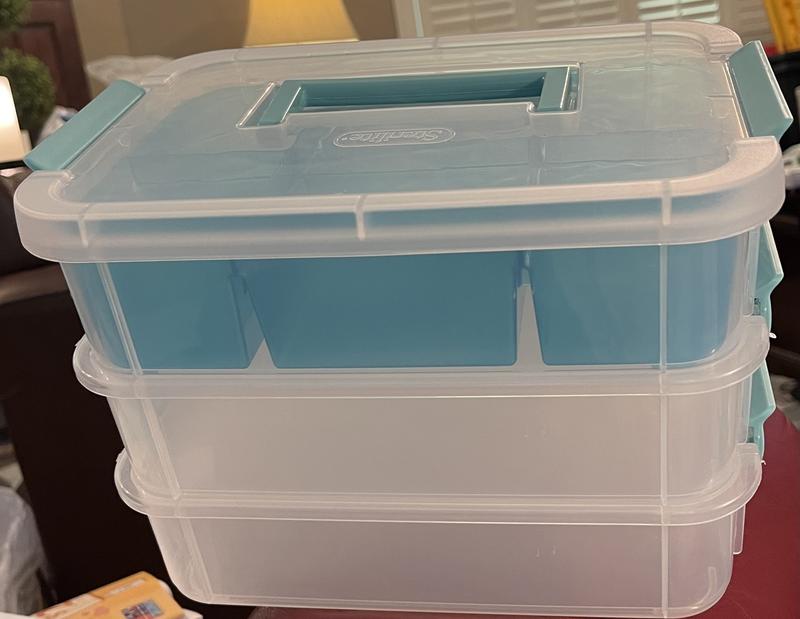Sterilite 3-Layer Stack and Carry Organizer - Clear/Aqua, 1 ct - Baker's
