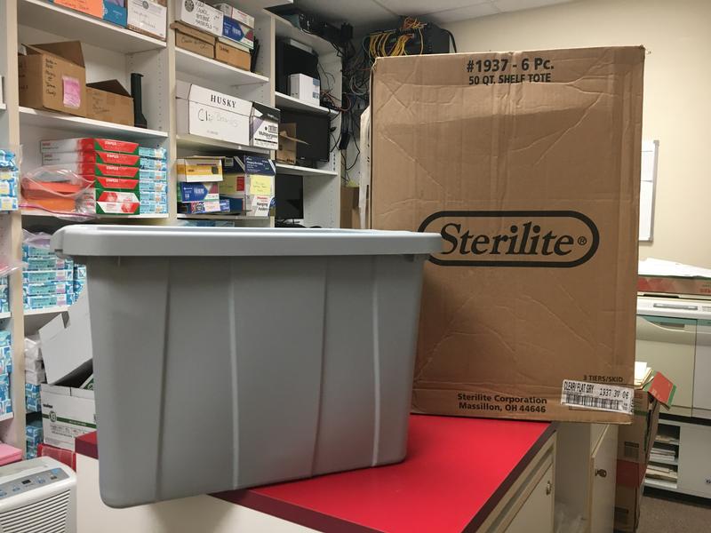 Sterilite Gray 50-Quart Storage Shelf Tote