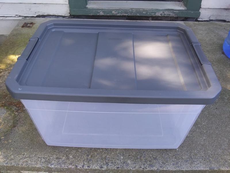 Sterilite Clear 200-Quart Stacker Box with Red Lid