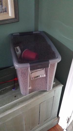 In use as a pet food container.