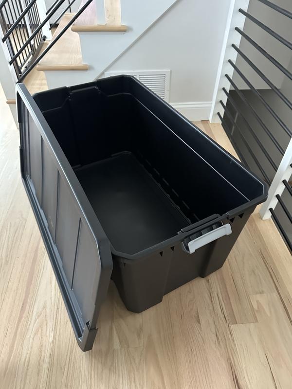Sterilite 50-Gallon Stackable Rugged Industrial Storage Tote with Gray ...