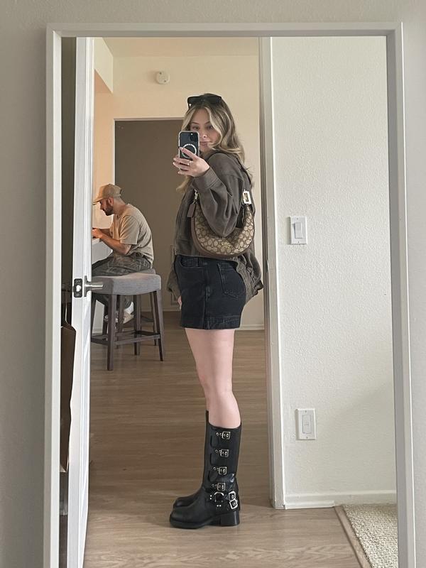 【追跡あり!】大人気！ Steve Madden ROCKY エンジニアブーツ ROCKY Brown Distressed Women's Knee-High Moto Boots – Steve