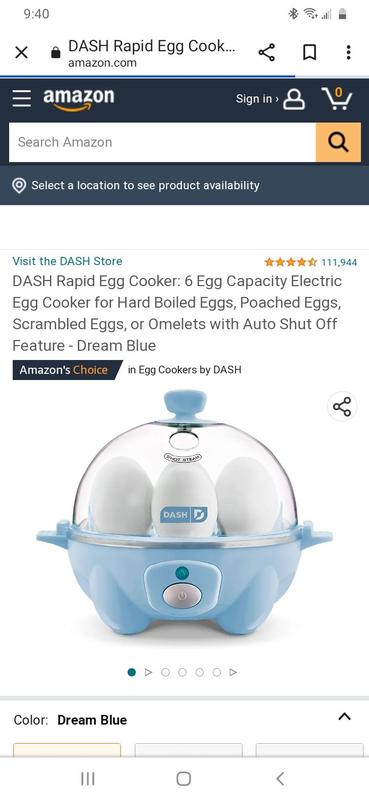 DASH Rapid 6 Capacity Electric Egg Cooker Hard Boiled Poached Scrambled Eggs