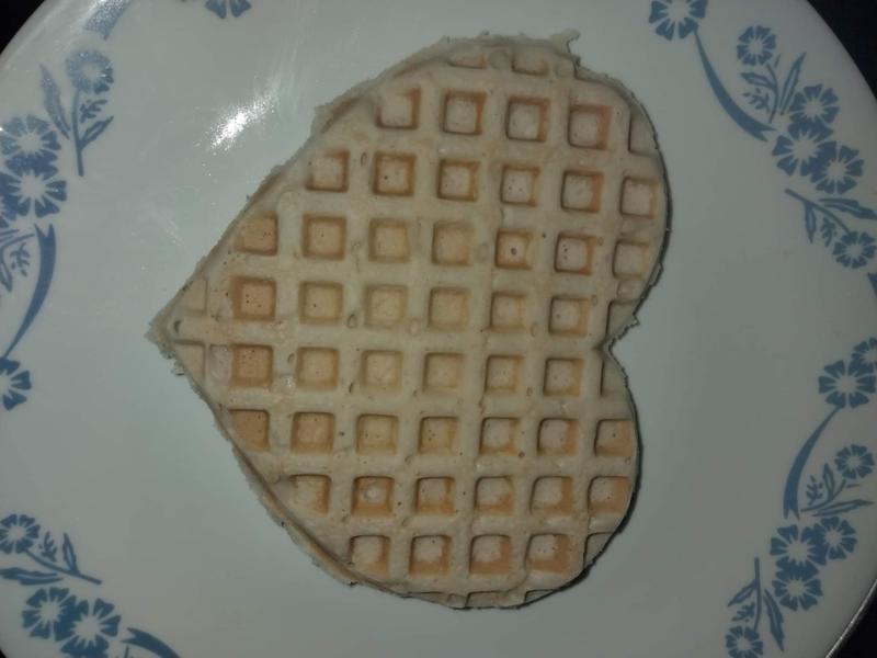 Heart waffle in a dinner plate