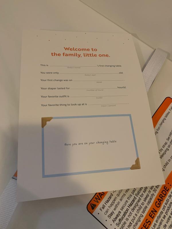 Included paperwork for a baby book