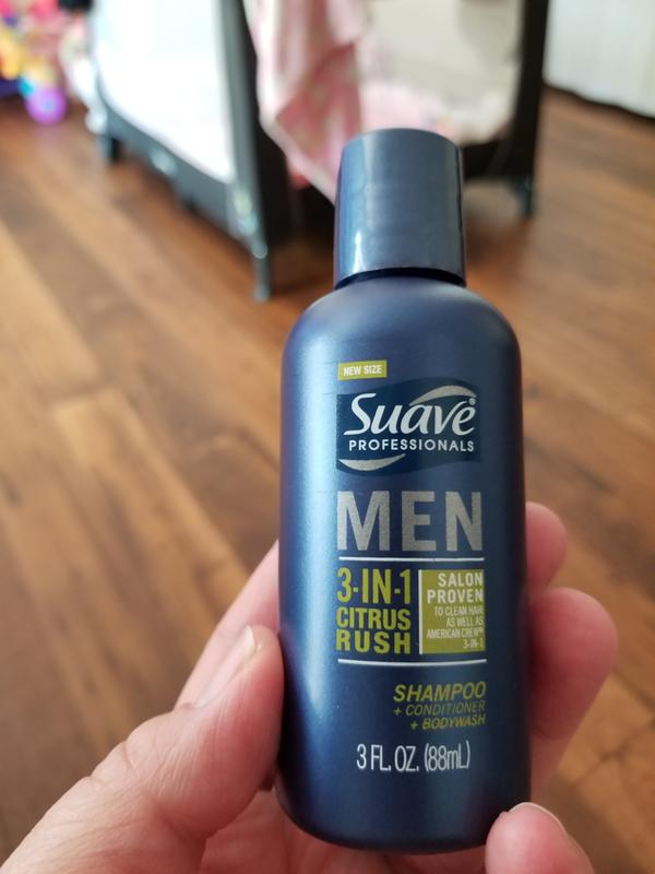 Suave Professionals Men's 3-in-1 Shampoo Conditioner & Body Wash, Citrus Rush - 28 fl oz bottle