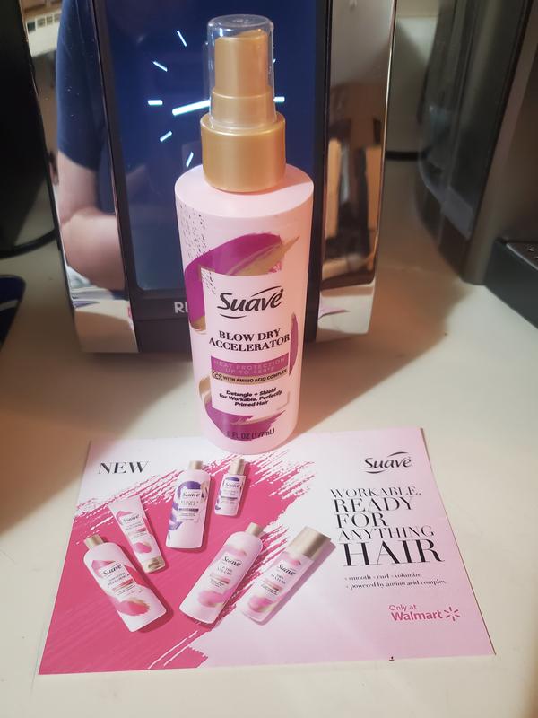 Suave Pink Blow Dry Accelerator Hair Heat Protector Heat Protecting Spray Heat  Protectant Spray and Detangler 6 oz