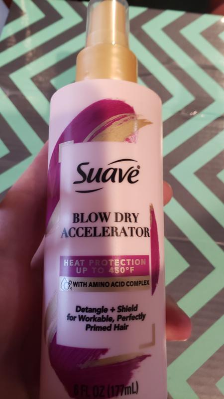 Suave Pink Blow Dry Accelerator - Heat Protecting Spray, 6 fl oz