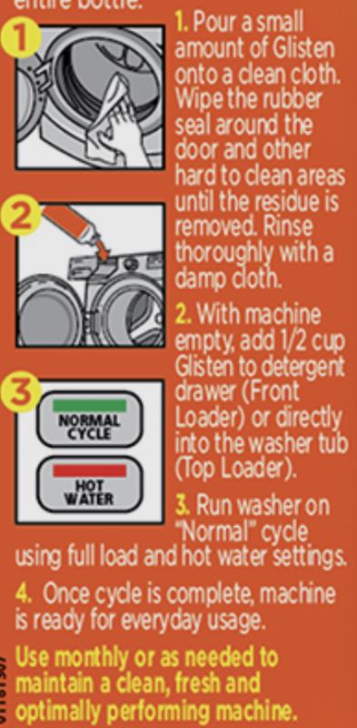 Glisten Washer Magic Washing Machine Cleaner 12oz Bottle WM0612