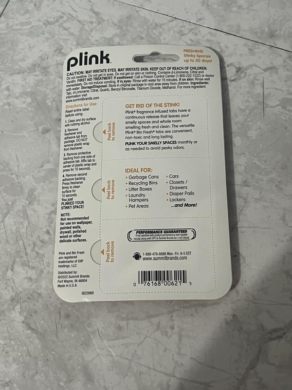 Plink Bin Fresh Odor Eliminators, Fresh Lemon Scent for Garbage Bins and More, Lasting Freshness, 3 Count, Size: 3-Count