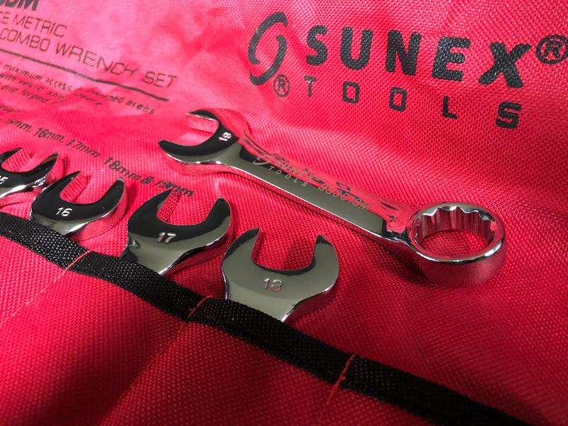 10 Piece Metric Stubby Combination Wrench Set - SUNEX Tools