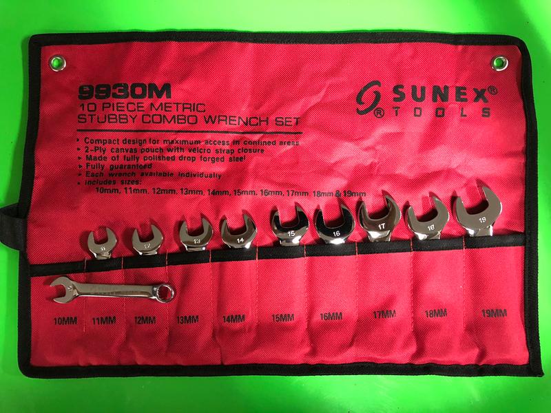 10 Piece Metric Stubby Combination Wrench Set - SUNEX Tools