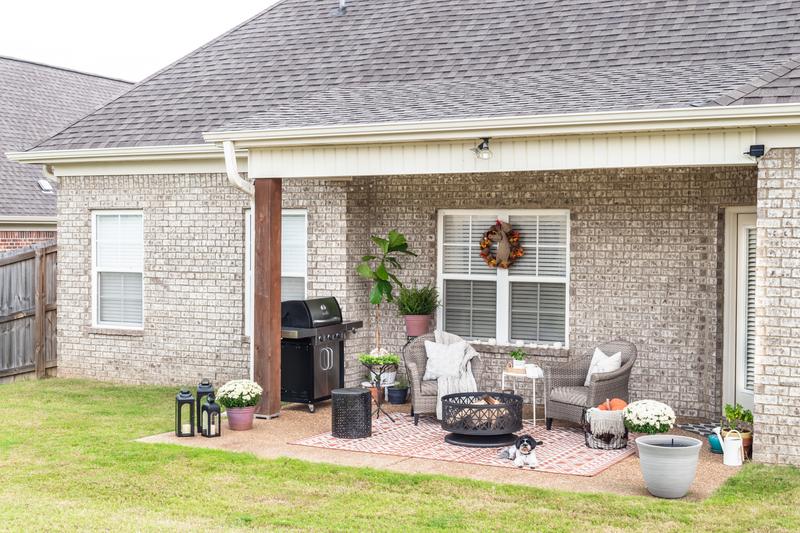 SunJoy firepit on back patio