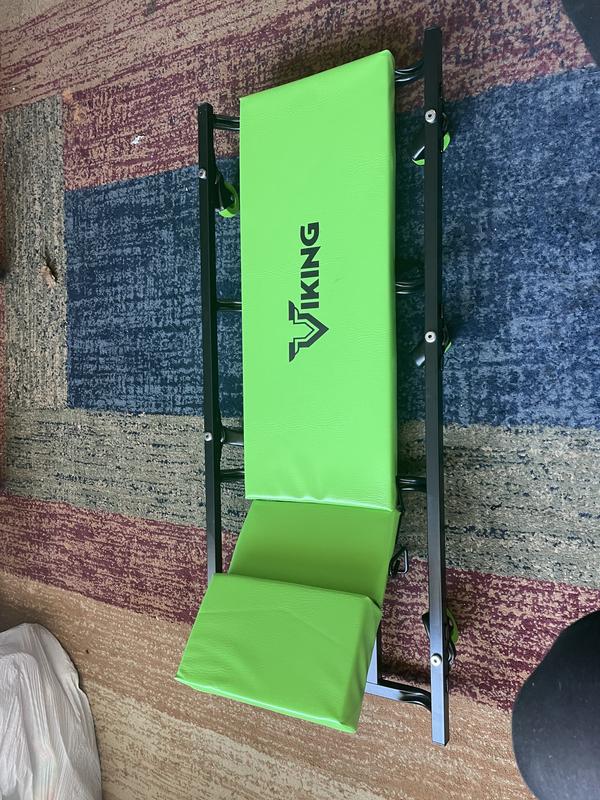 Viking Green Work Seat, Powder Coated Steel Design, Tool Organizer Tray, High-Density Foam Pad