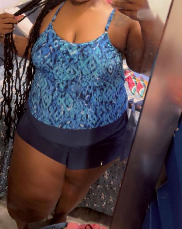 Customer photo for "Farrah Bali Brocade Swim Romper is Gorgeous, well fitting, swimsuit!"