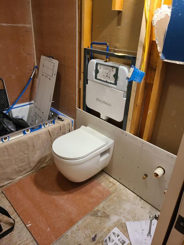 Concealed In-Wall Toilet Carrier System 2 in. x 4 in. for Wall-Hung 1.28 GPF Dual Flush Toilet Tank Only in Black Concealed In-Wall Toilet Carrier System 2 in. x 4 in. for Wall-Hung 1.28 GPF Dual Flush Toilet Tank Only in Black