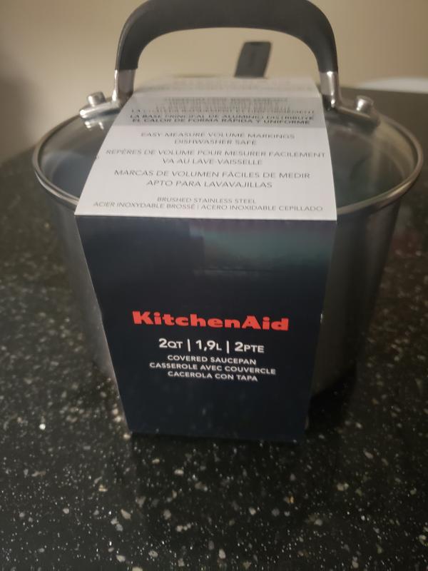 KitchenAid Stainless Steel Stockpot with Measuring Marks and Lid, 8 Quart,  Brushed Stainless Steel