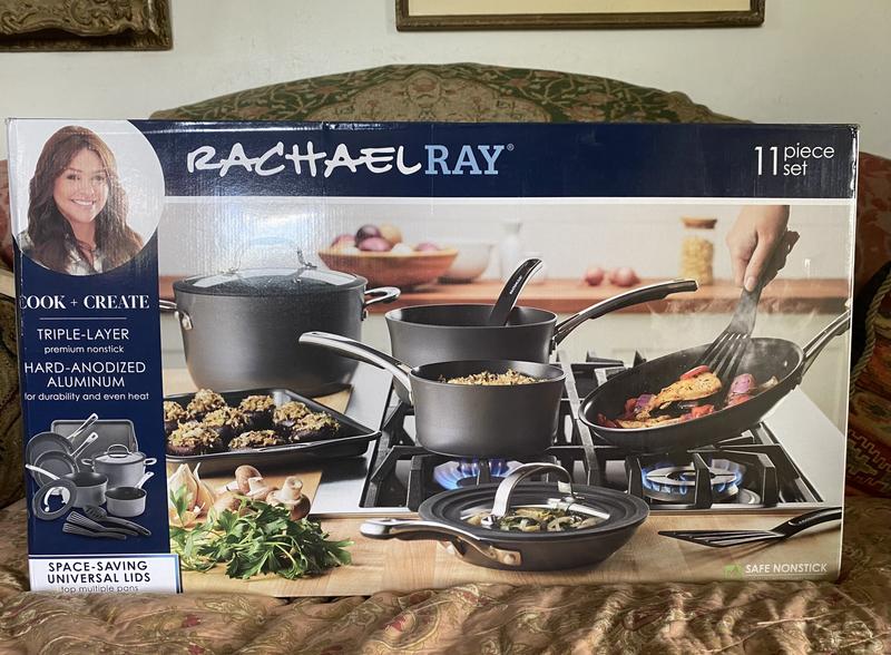 Rachael Ray Cook + Create 11pc Aluminum Nonstick Cookware Set - Almond