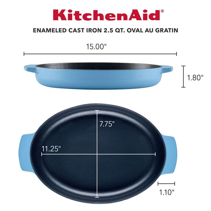 KitchenAid Enameled Cast Iron, 11 Square Grill Roasting Pan - Blue Velvet