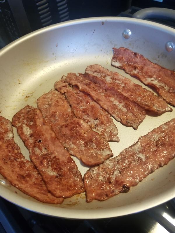 Turkey bacon is crispy