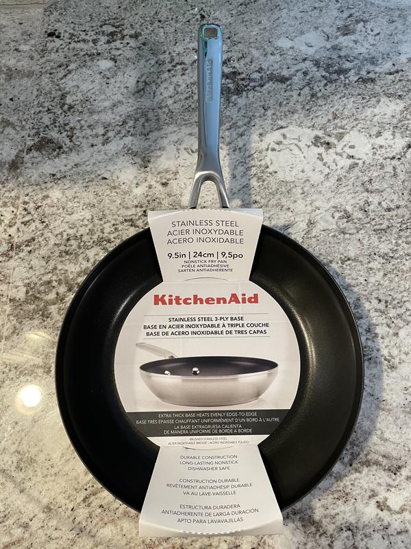 KitchenAid 3-Ply Base Stainless Steel Nonstick Induction Frying Pan, 12  inch, Brushed Stainless Steel 
