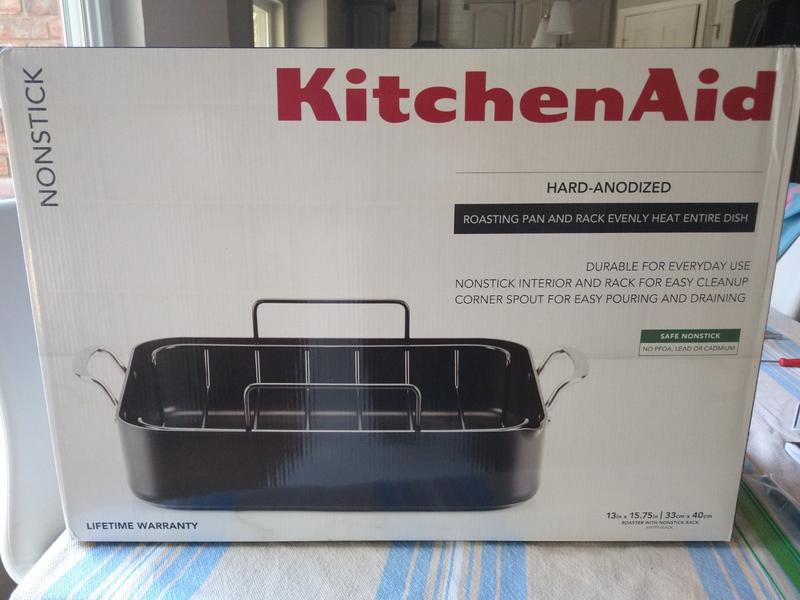 KitchenAid Hard-Anodized Roaster with Removable Nonstick Rack, Black