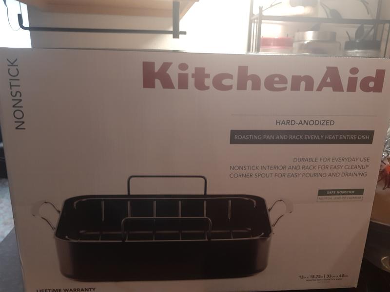 KitchenAid Hard-Anodized Roaster with Removable Nonstick Rack, Black