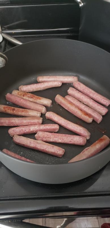 The whole package of sausage at one time.