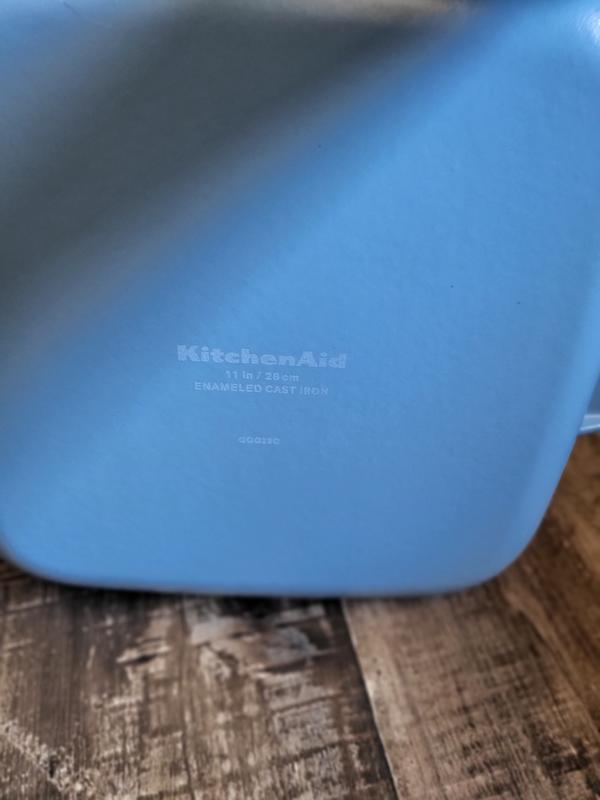 blue kitchen aid cast iron grilling pan