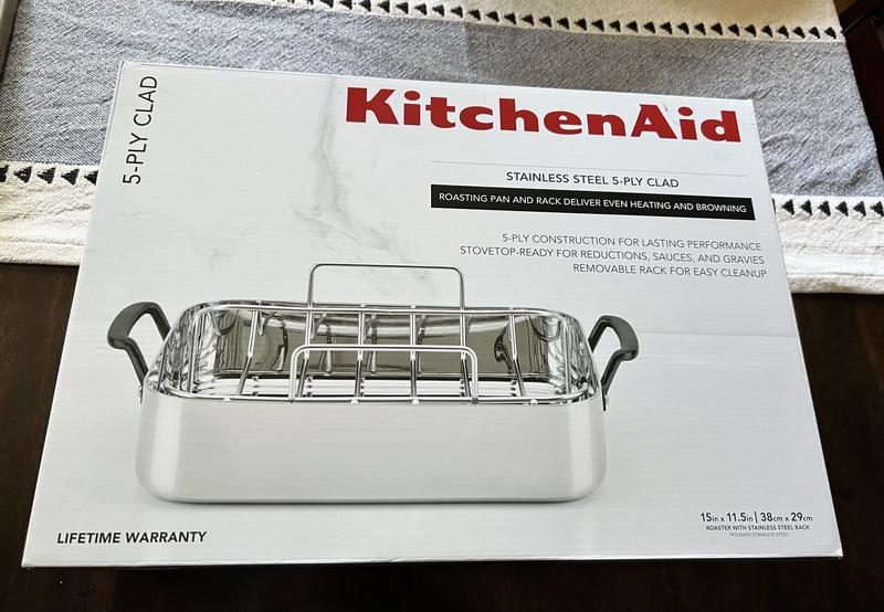 KitchenAid 5-ply Clad Stainless Steel Roaster with Removable Rack