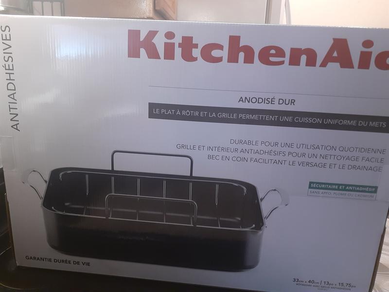 KitchenAid Hard-Anodized Roaster with Removable Nonstick Rack, Black