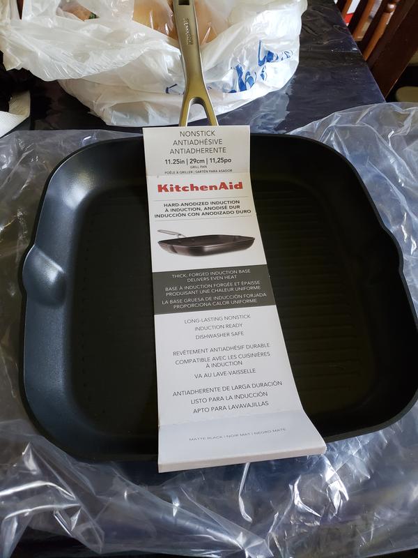 KitchenAid 11.25-Inch Hard Anodized Ceramic Nonstick Grill Pan, Black