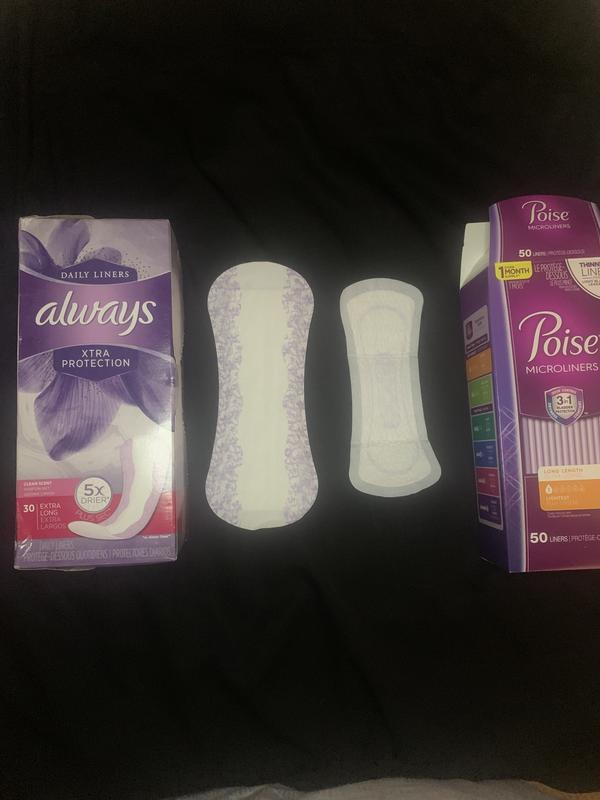 Poise Microliners, Incontinence Panty Liners, Lightest Absorbency, Long, 50  Count - Name Brand Overstock