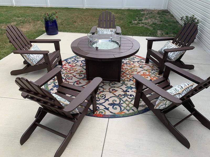 Classic Adirondack 6 Pc Recycled Plastic Fire Pit Seating Set in
