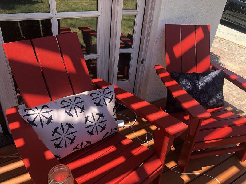 Modern Adirondack Recycled Plastic Adirondack in Sunset Red by