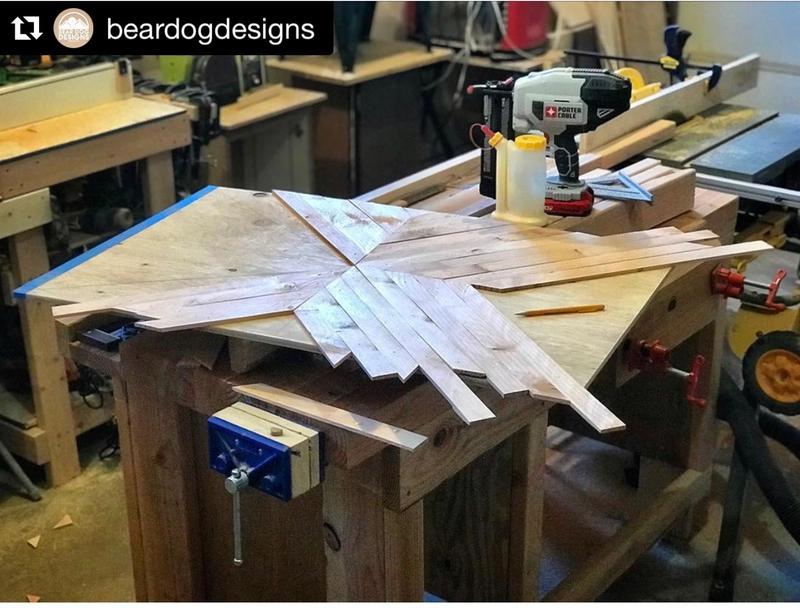 Image of my brad nailer in use for a commissioned wood quilt sign.