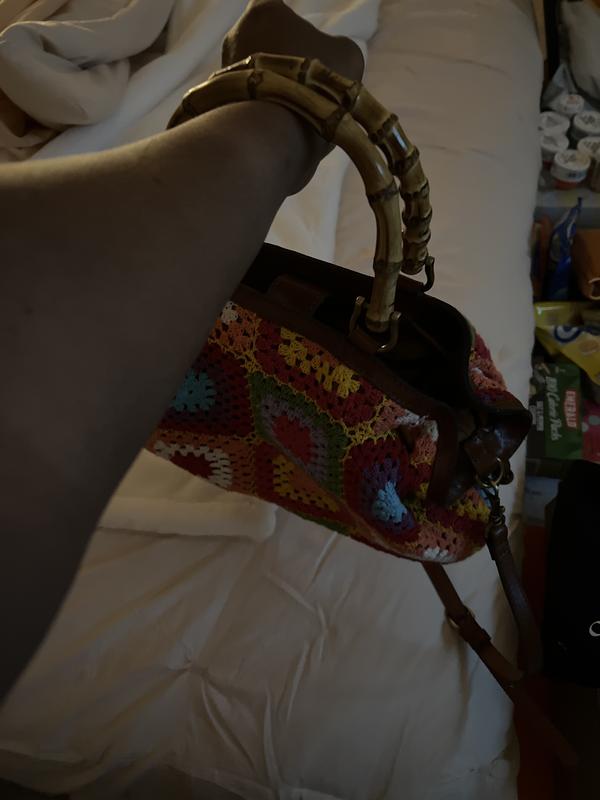 As Is Patricia Nash Cantinella Crochet Bag w/ Bamboo Handles 