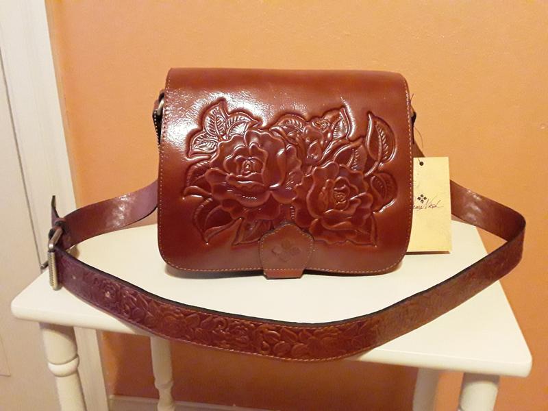 As Is Patricia Nash Rose Tooled Leather Avadia Box Bag