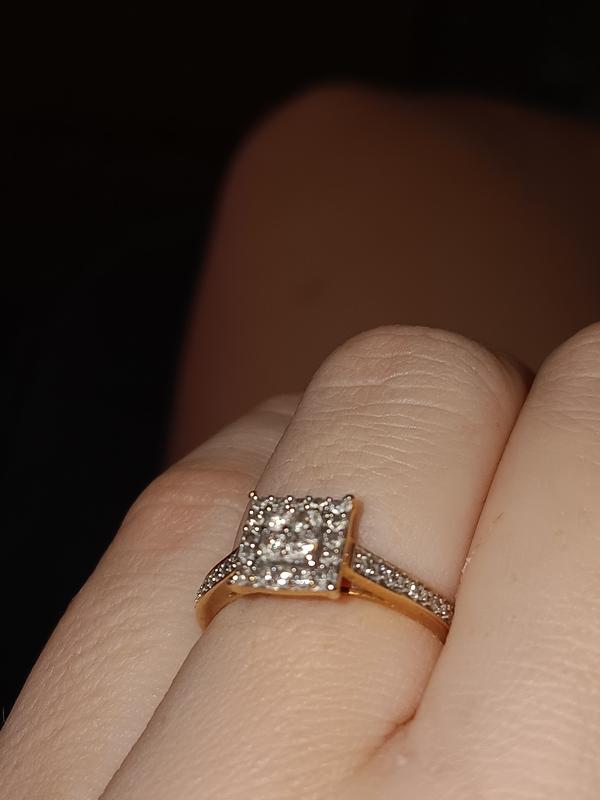 1/4 CT. T.W. Composite Diamond Square Frame Promise Ring in 1/4 CT. T.W. Composite Diamond Square Frame Promise Ring in