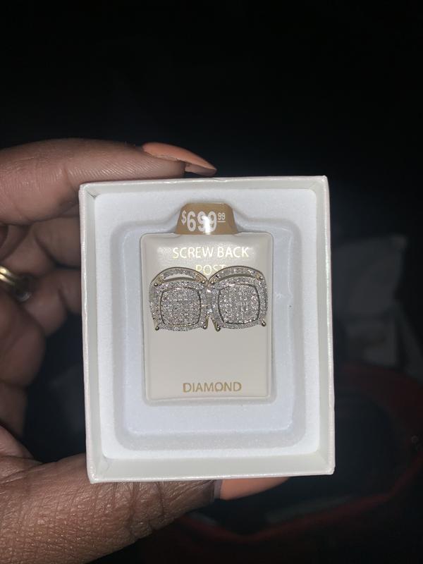 10K Solid 3/4 CT. T.W. Diamond Square Studs | Banter