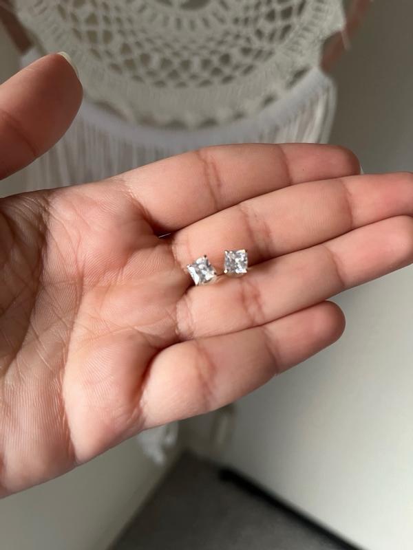 5mm Square-Cut Cubic Zirconia Stud Earrings in 10K Gold | Banter