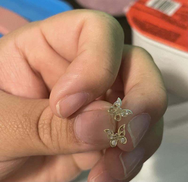 Cubic Zirconia Butterfly Stud Earrings in 10K Gold | Banter