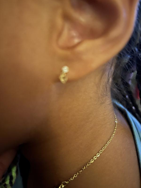 Heart-Shaped and Round Cubic Zirconia Drop Earrings in 10K