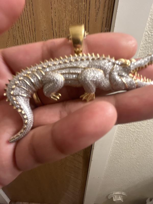 1/2 CT. T.W. Diamond Alligator Necklace Charm in Sterling