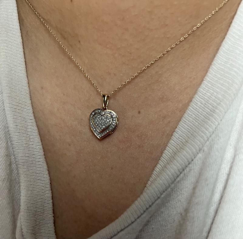 10K Gold 1/5 CT. T.W. Diamond Heart-Shaped Frame Pendant