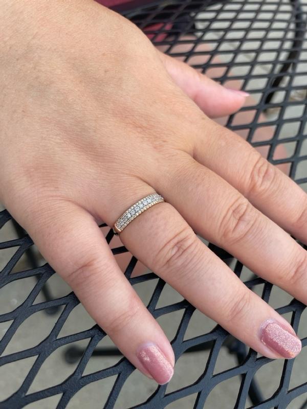 1/6 CT. T.W. Diamond Triple Row Anniversary Ring in 10K Gold
