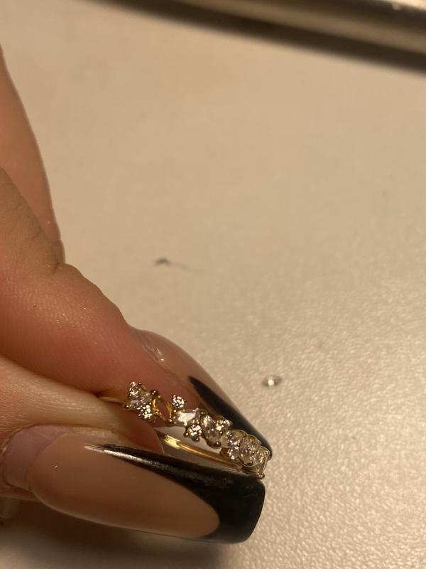 Marquise and Round Cubic Zirconia Zig-Zag Ring in 10K Gold Marquise and Round Cubic Zirconia Zig-Zag Ring in 10K Gold