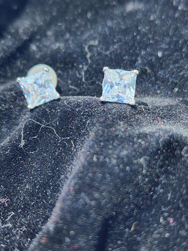 6mm Princess-Cut Cubic Zirconia Stud Earrings in Sterling 6mm Princess-Cut Cubic Zirconia Stud Earrings in Sterling
