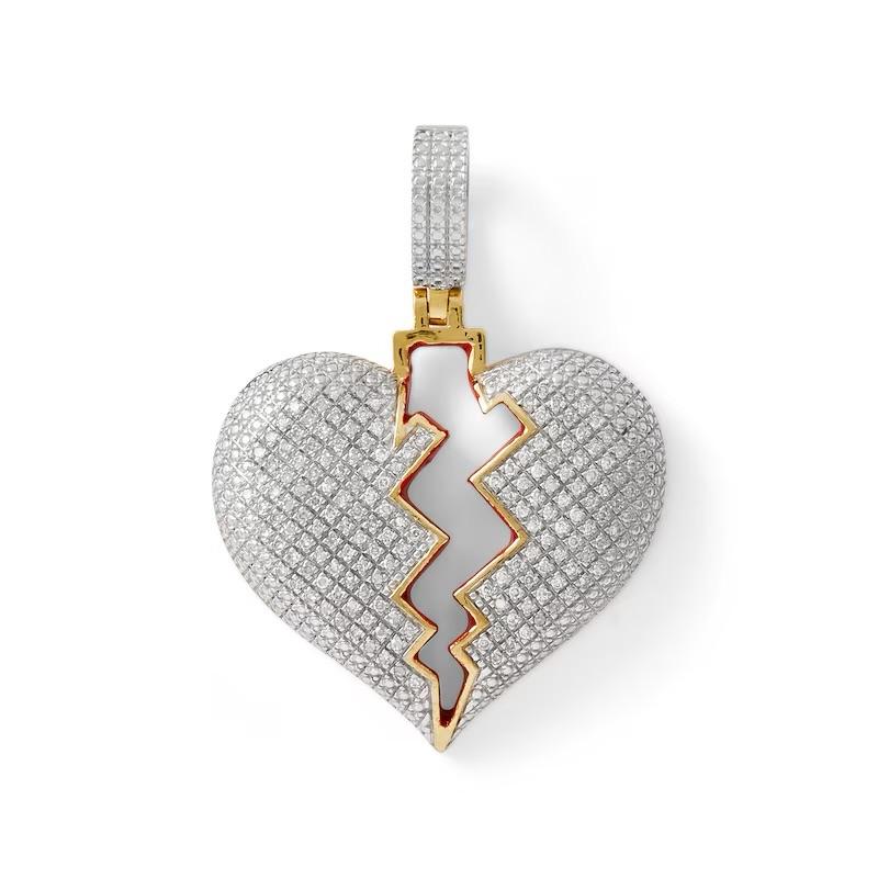 1 3 CT. T.W. Composite Diamond Red Enamel Broken Heart Necklace Charm in 10K Gold Banter