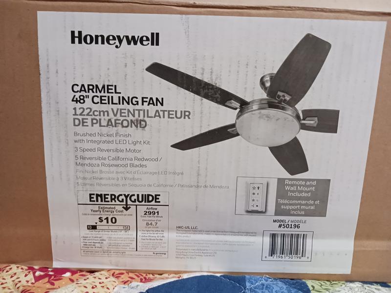 Honeywell Carmel 48" Brushed Nickel Ceiling Fan
